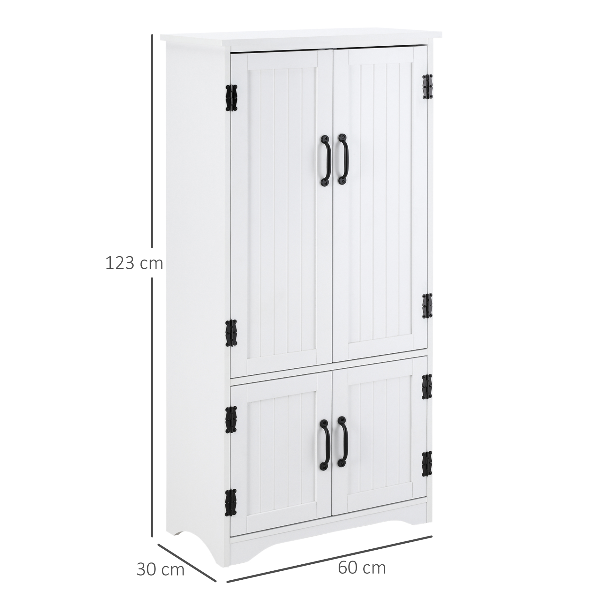 HOMCOM White Accent Floor Storage Cabinet - Versatile Kitchen Cupboard with Adjustable Shelves & Lower Doors - BEYRUN