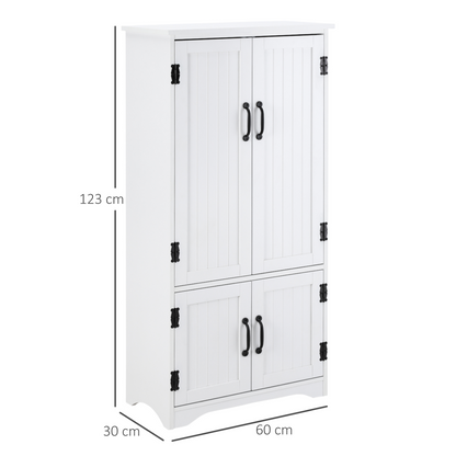 HOMCOM White Accent Floor Storage Cabinet - Versatile Kitchen Cupboard with Adjustable Shelves & Lower Doors - BEYRUN