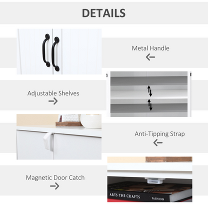 HOMCOM White Accent Floor Storage Cabinet - Versatile Kitchen Cupboard with Adjustable Shelves & Lower Doors - BEYRUN