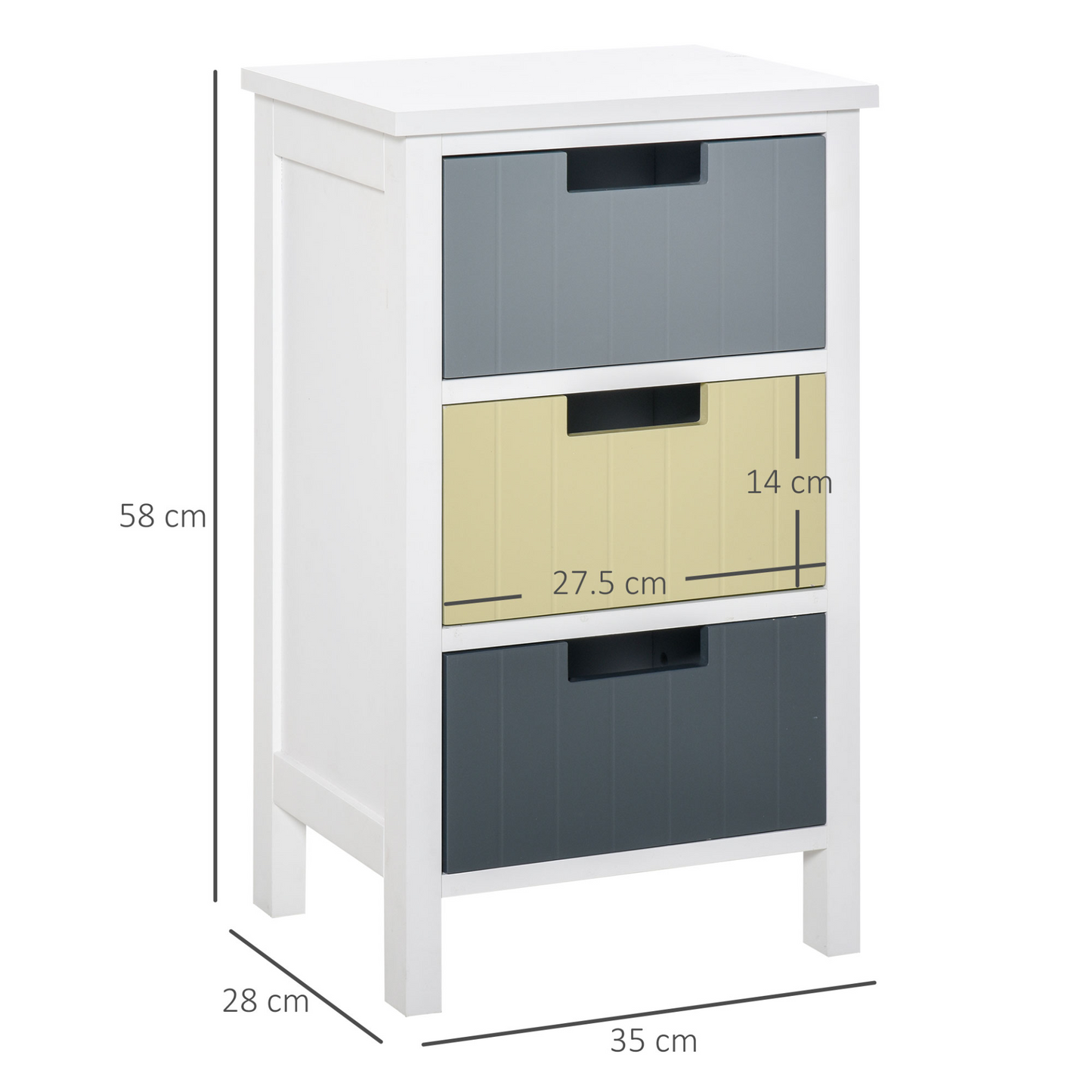 HOMCOM Multi-Colored Storage Tower with Drawers - Durable Wood Top, Perfect for Closets, Bedrooms, and Nurseries - BEYRUN