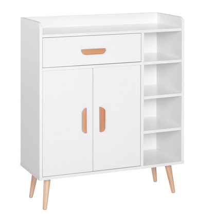 HOMCOM White Sideboard with Storage Drawer for Hallway, Kitchen, Bedroom, and Living Room - Stylish and Functional Floor Cupboard - BEYRUN