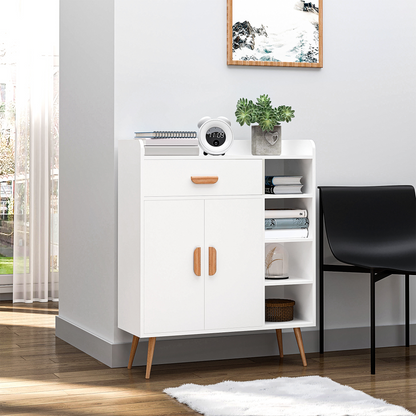 HOMCOM White Sideboard with Storage Drawer for Hallway, Kitchen, Bedroom, and Living Room - Stylish and Functional Floor Cupboard - BEYRUN