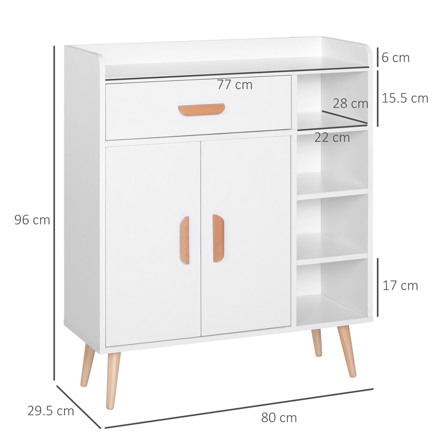 HOMCOM White Sideboard with Storage Drawer for Hallway, Kitchen, Bedroom, and Living Room - Stylish and Functional Floor Cupboard - BEYRUN