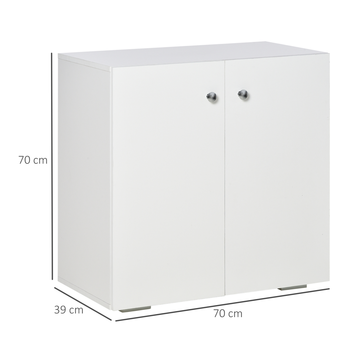 HOMCOM White Storage Cabinet - Freestanding Wooden Sideboard with Shelves, Kitchen Cupboard, and Bookcase - BEYRUN