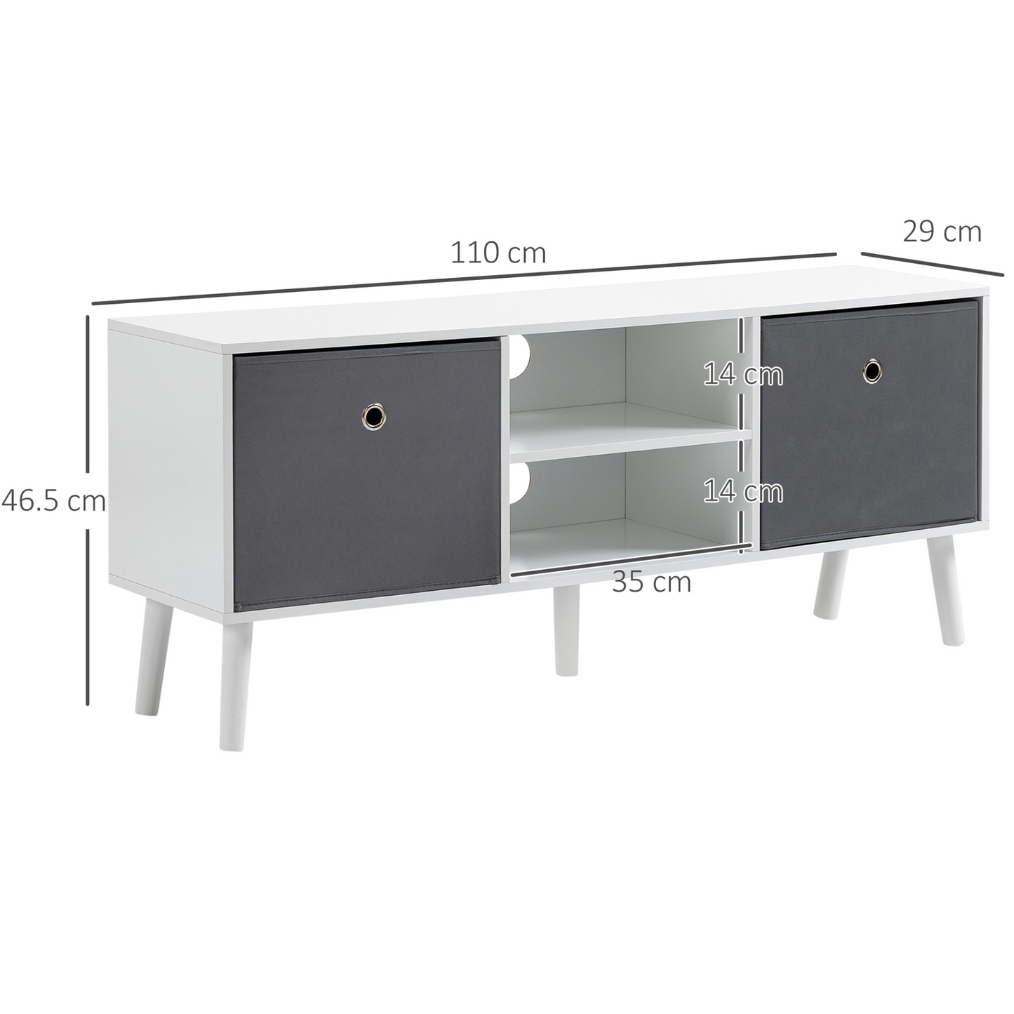 HOMCOM TV Cabinet Stand Unit for TVs up to 50'' - Foldable Drawers & Shelves, Stylish Entertainment Center - BEYRUN