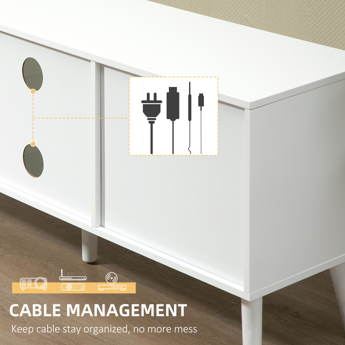 HOMCOM TV Cabinet Stand Unit for TVs up to 50'' - Foldable Drawers & Shelves, Stylish Entertainment Center - BEYRUN