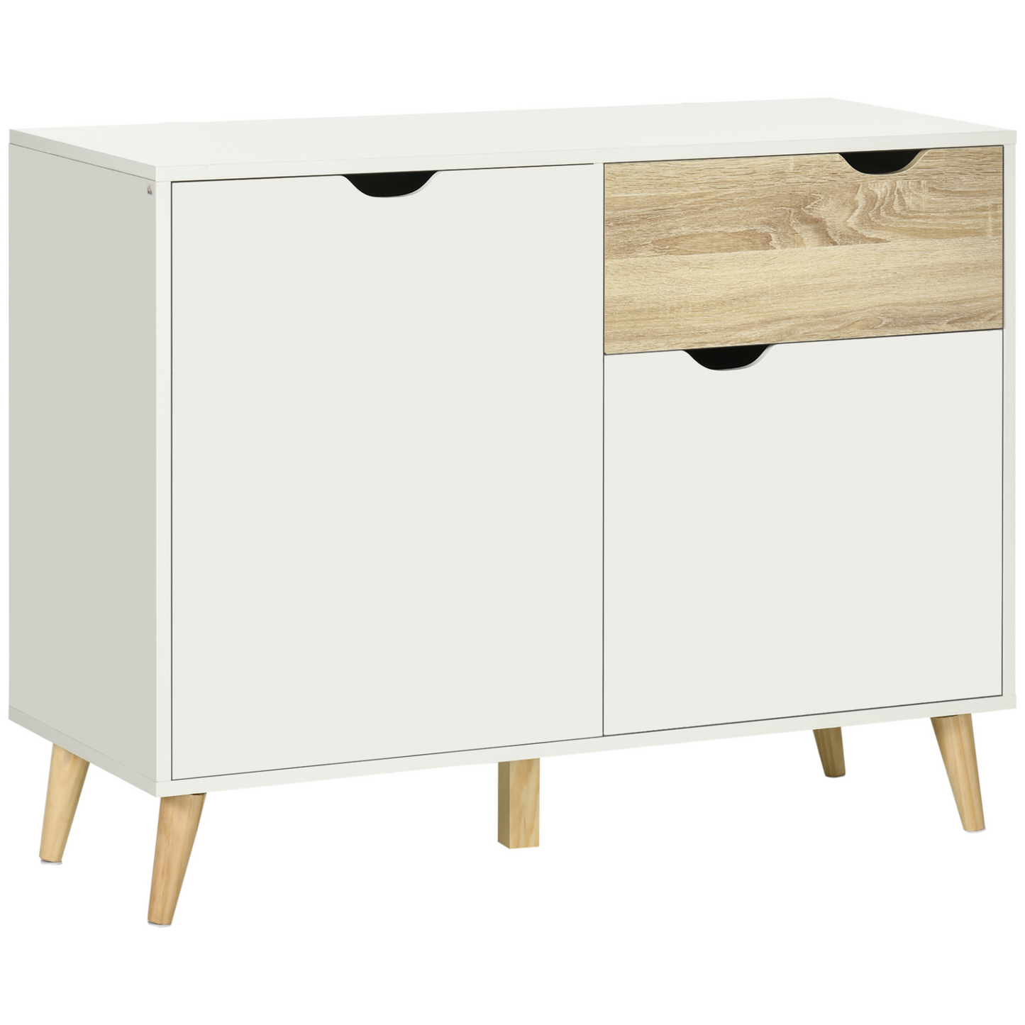 HOMCOM Modern White Sideboard Storage Cabinet with Drawer and 2 Doors for Bedroom, Living Room, and Hallway - BEYRUN