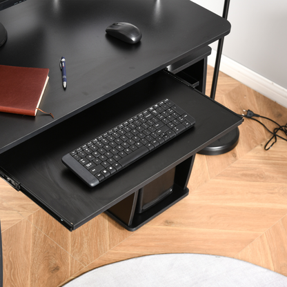 HOMCOM Black Computer Desk with Keyboard Tray, CPU Shelf & Drawers - Perfect for Home Office - BEYRUN