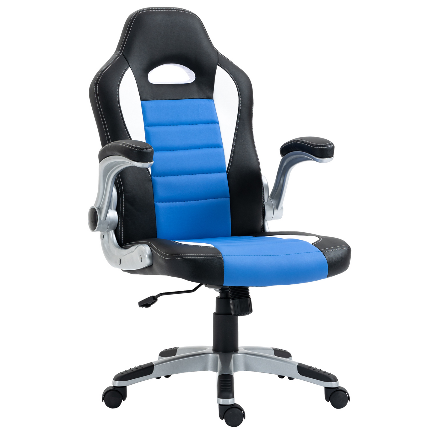 HOMCOM Racing Gaming Chair - Blue, PU Leather, Adjustable Height, Ergonomic Design - BEYRUN