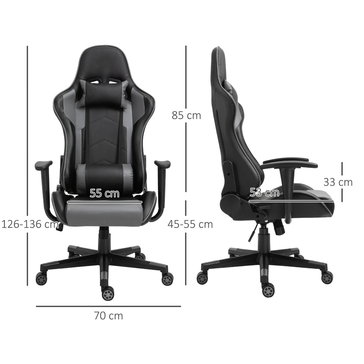 Vinsetto High Back Racing Gaming Chair - Ergonomic PU Leather Reclining Computer Chair - BEYRUN