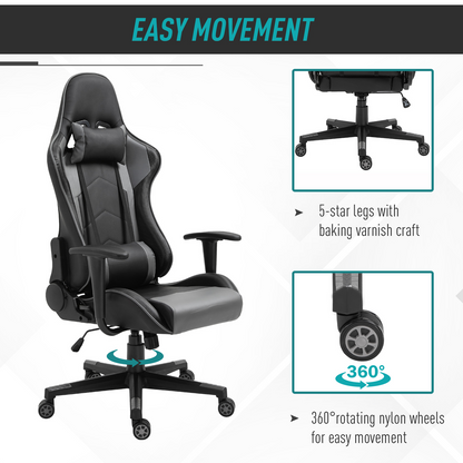 Vinsetto High Back Racing Gaming Chair - Ergonomic PU Leather Reclining Computer Chair - BEYRUN