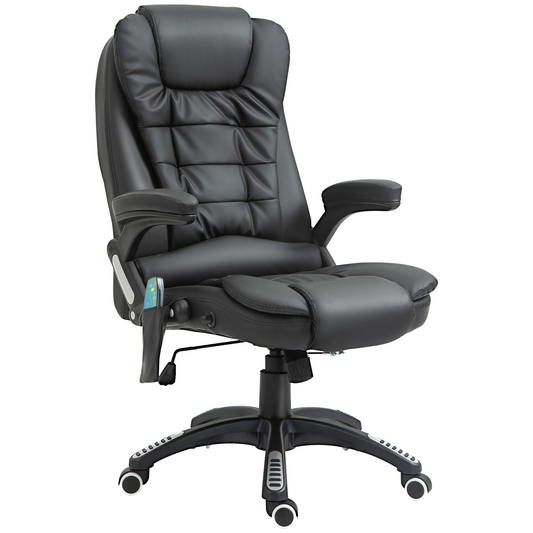 HOMCOM Executive Office Chair with Massage and Heat - High Back PU Leather Ergonomic Chair - BEYRUN