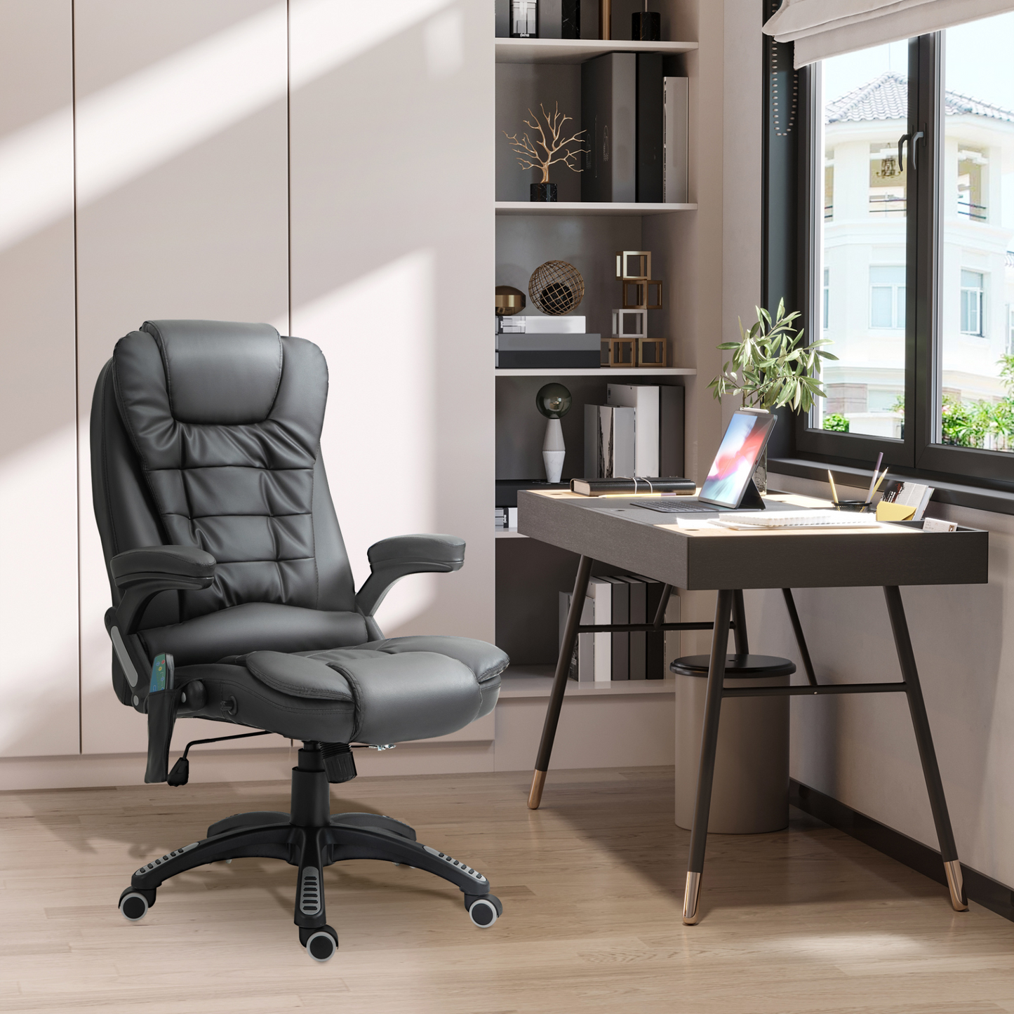 HOMCOM Executive Office Chair with Massage and Heat - High Back PU Leather Ergonomic Chair - BEYRUN