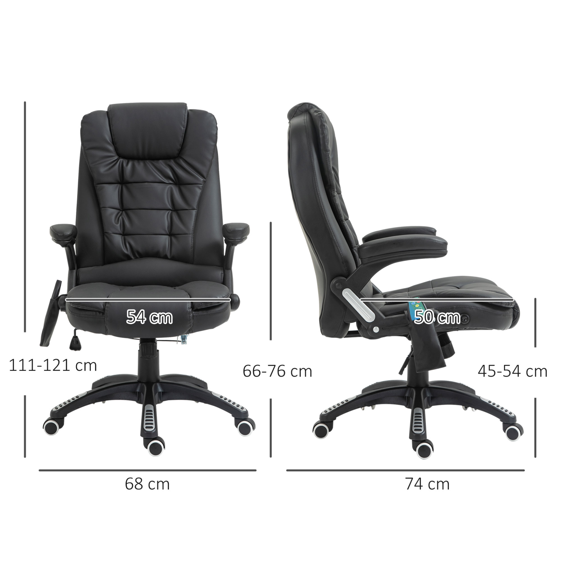 HOMCOM Executive Office Chair with Massage and Heat - High Back PU Leather Ergonomic Chair - BEYRUN