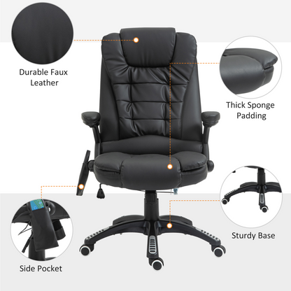 HOMCOM Executive Office Chair with Massage and Heat - High Back PU Leather Ergonomic Chair - BEYRUN