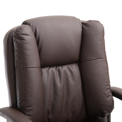 Comfort & Style: HOMCOM Swivel Executive Office Chair - Mid Back Faux Leather Desk Chair, Brown - BEYRUN