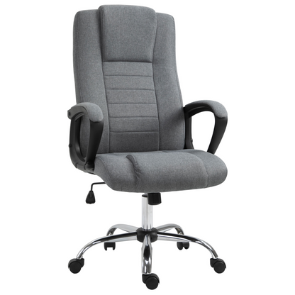 Vinsetto High Back Office Chair - Deep Grey Linen, Adjustable Height, Ergonomic Design - BEYRUN