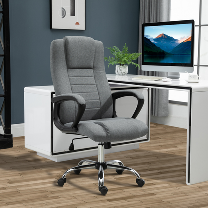 Vinsetto High Back Office Chair - Deep Grey Linen, Adjustable Height, Ergonomic Design - BEYRUN