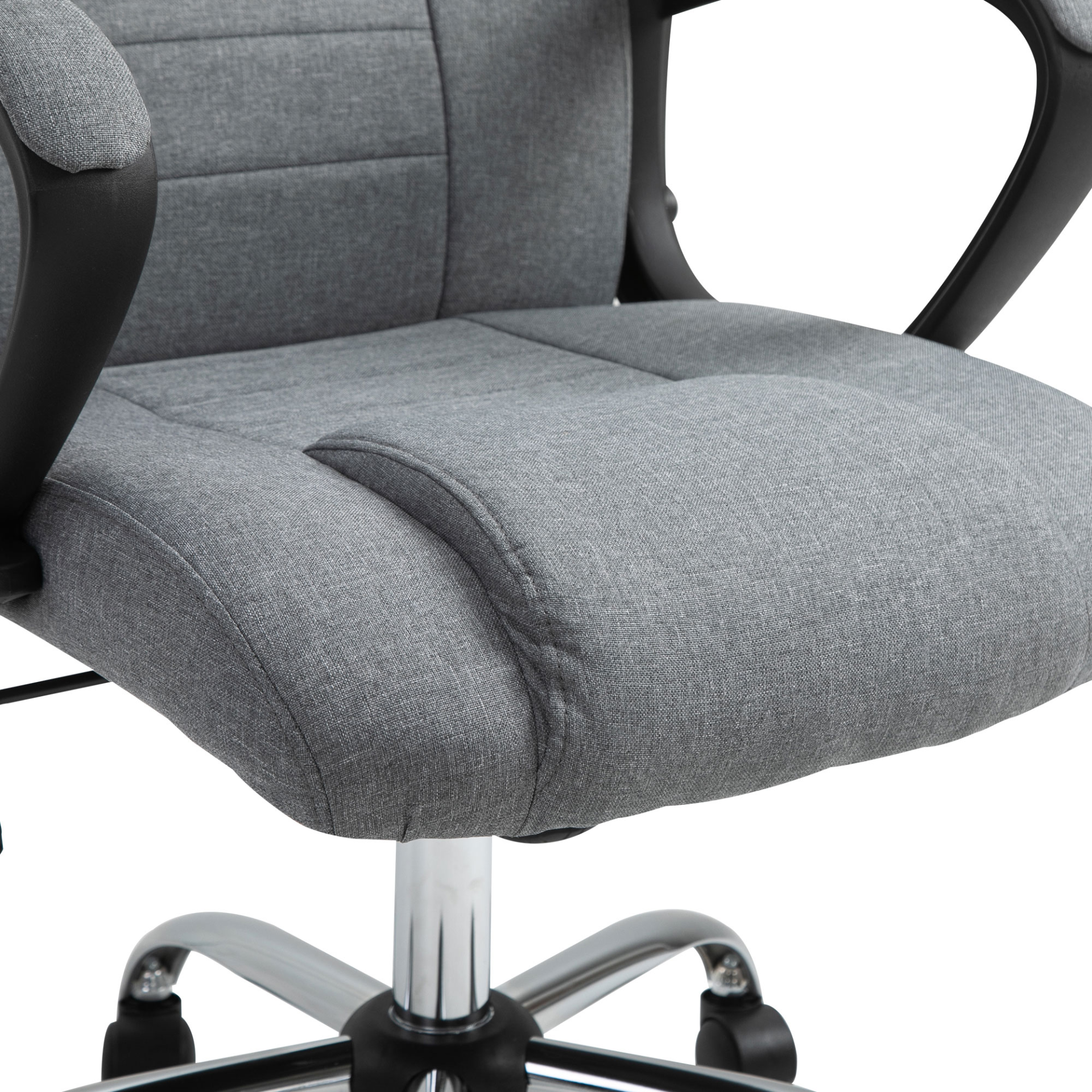 Vinsetto High Back Office Chair - Deep Grey Linen, Adjustable Height, Ergonomic Design - BEYRUN