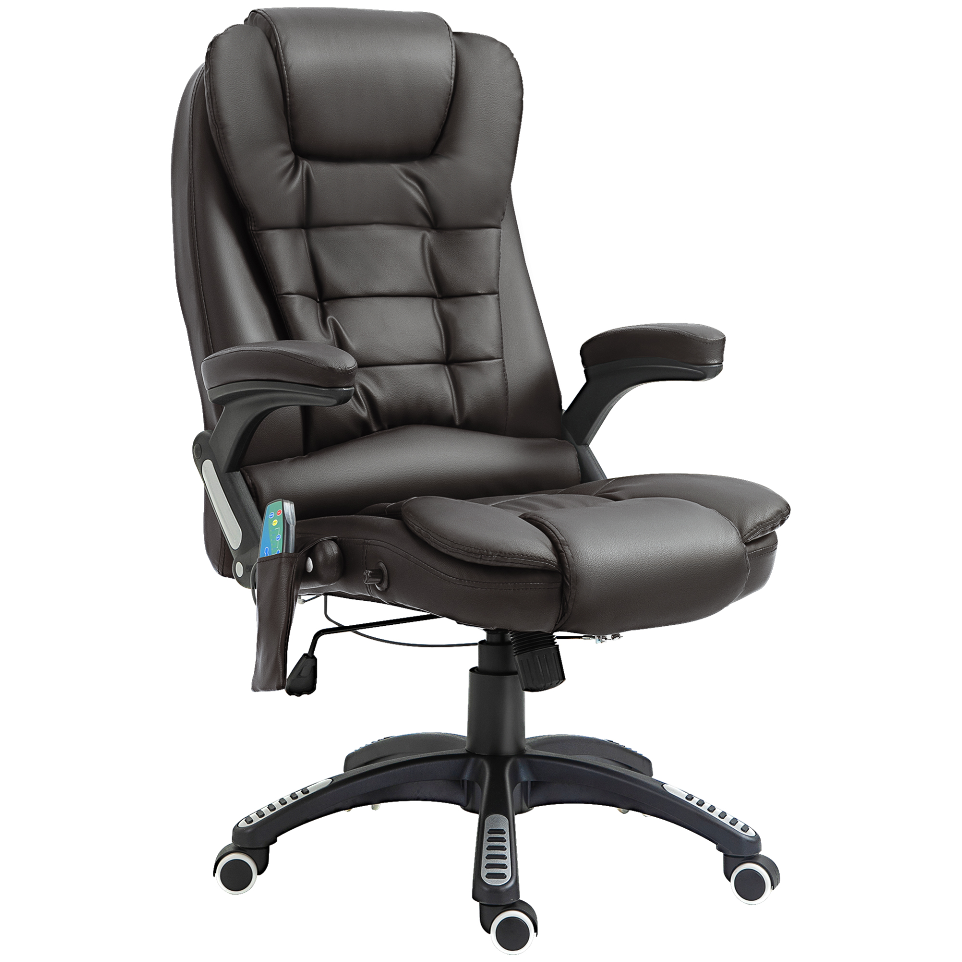 HOMCOM Executive Office Chair with Massage and Heat, High Back PU Leather, Reclining Function, Brown - BEYRUN