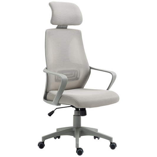 Vinsetto Grey Ergonomic Office Chair - High Mesh Back, Adjustable Height & Swivel Base - BEYRUN