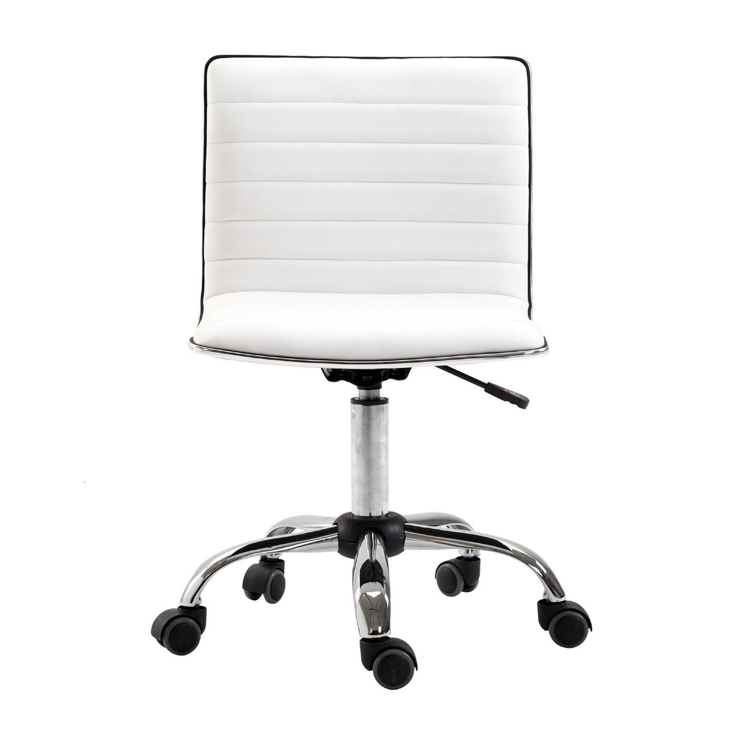 HOMCOM Adjustable Swivel Office Chair - White | Ergonomic PU Leather, Armless Mid-Back, Chrome Base - Perfect for Home Office - BEYRUN