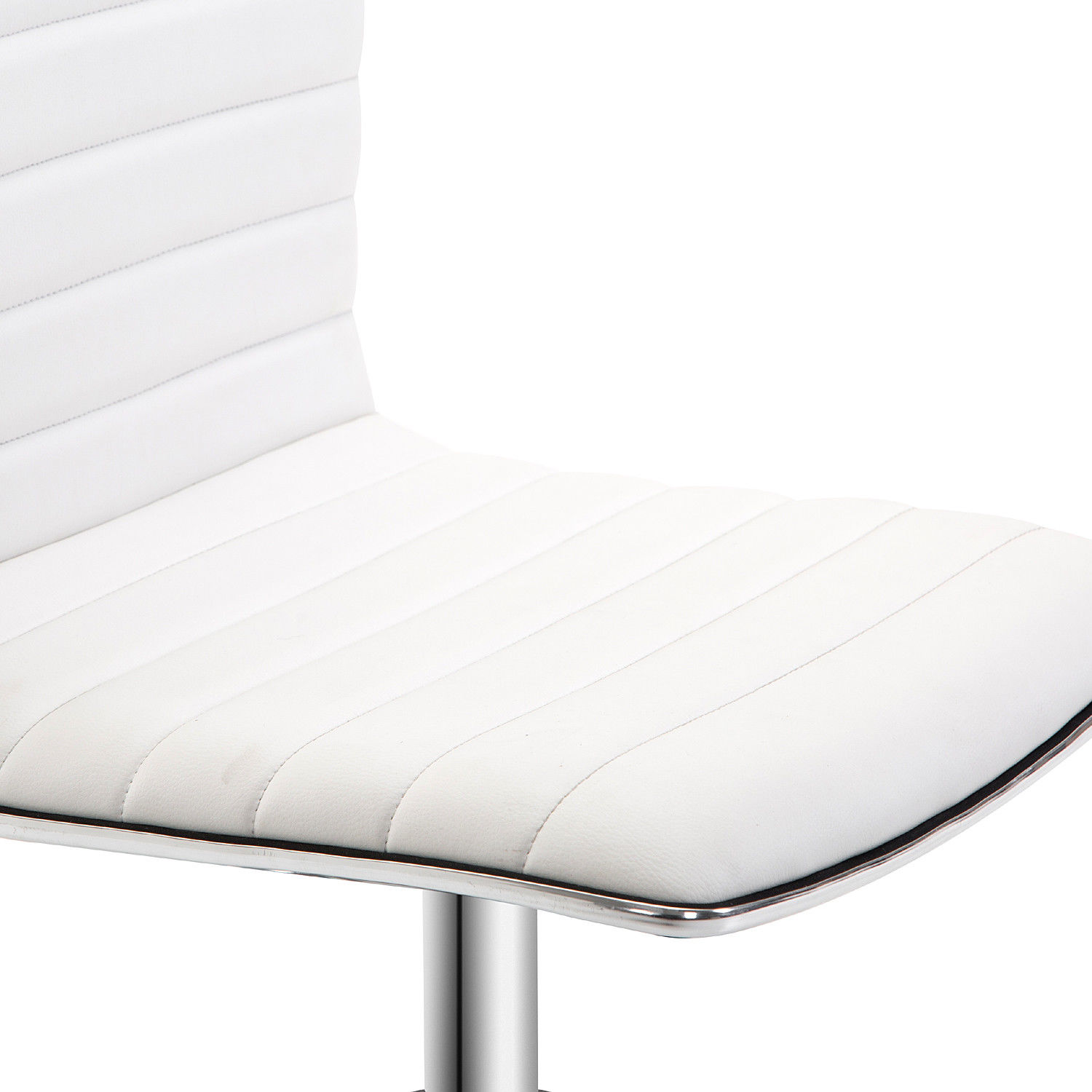 HOMCOM Adjustable Swivel Office Chair - White | Ergonomic PU Leather, Armless Mid-Back, Chrome Base - Perfect for Home Office - BEYRUN