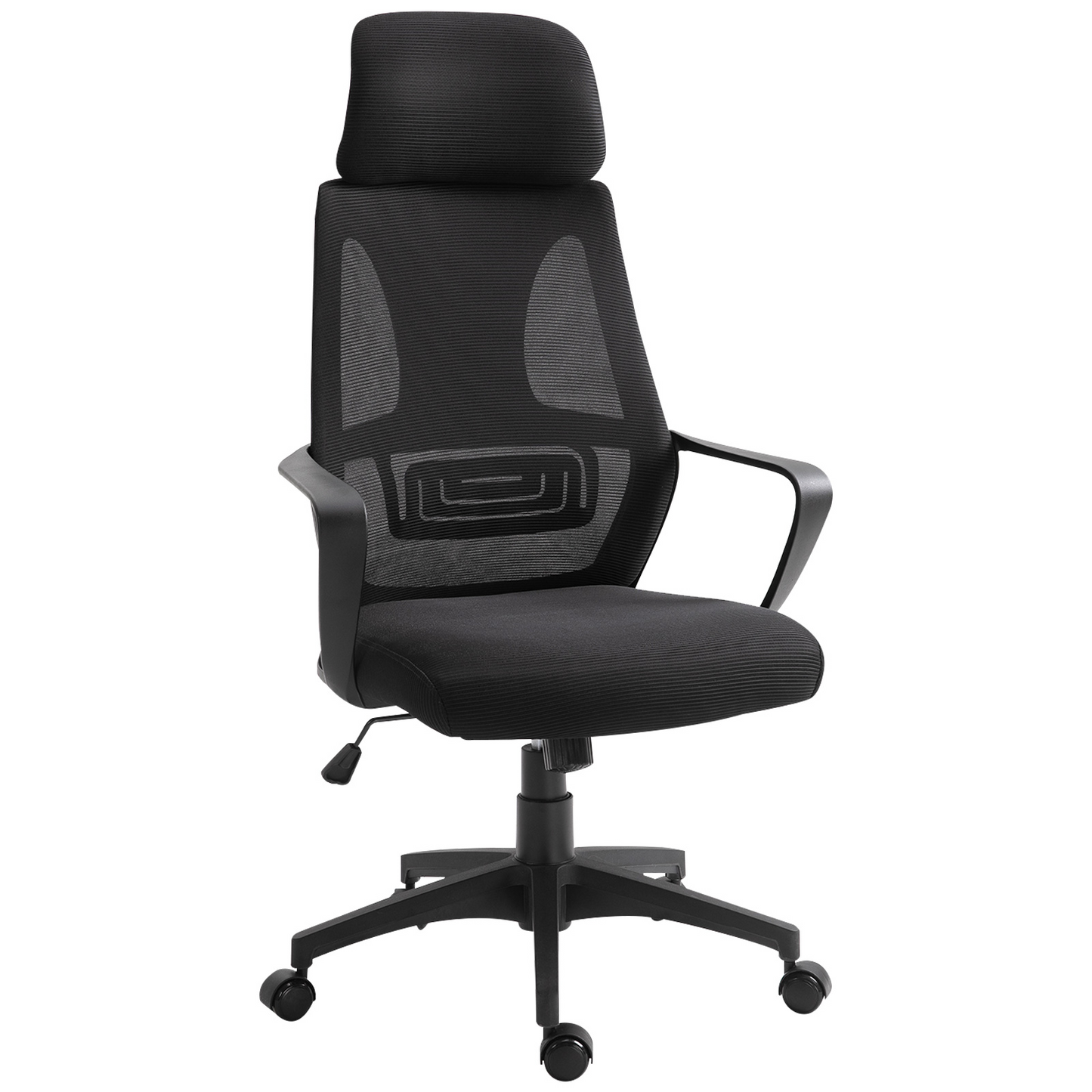 Vinsetto Ergonomic Office Chair with Wheels - Adjustable Height, High Mesh Back - Black - BEYRUN