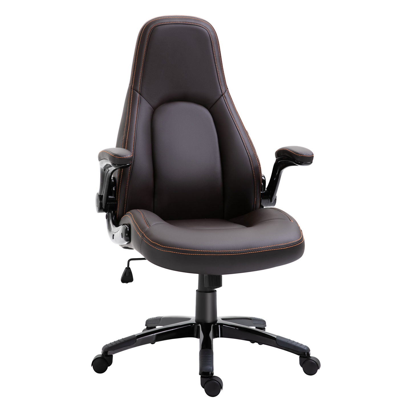 Vinsetto PU Leather Office Chair - Adjustable Height, Flip Up Armrests, Tilt Function - Dark Brown - BEYRUN