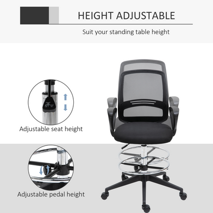 Vinsetto Ergonomic Mesh Back Drafting Chair - Adjustable Height, Footrest, and Lumbar Support - BEYRUN