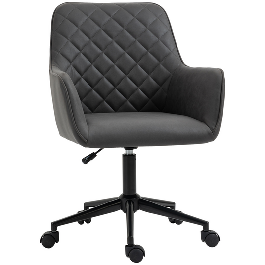 Vinsetto Grey Swivel Office Chair - Leather-Feel Fabric, Ergonomic Design, Adjustable Height & Wheels - BEYRUN