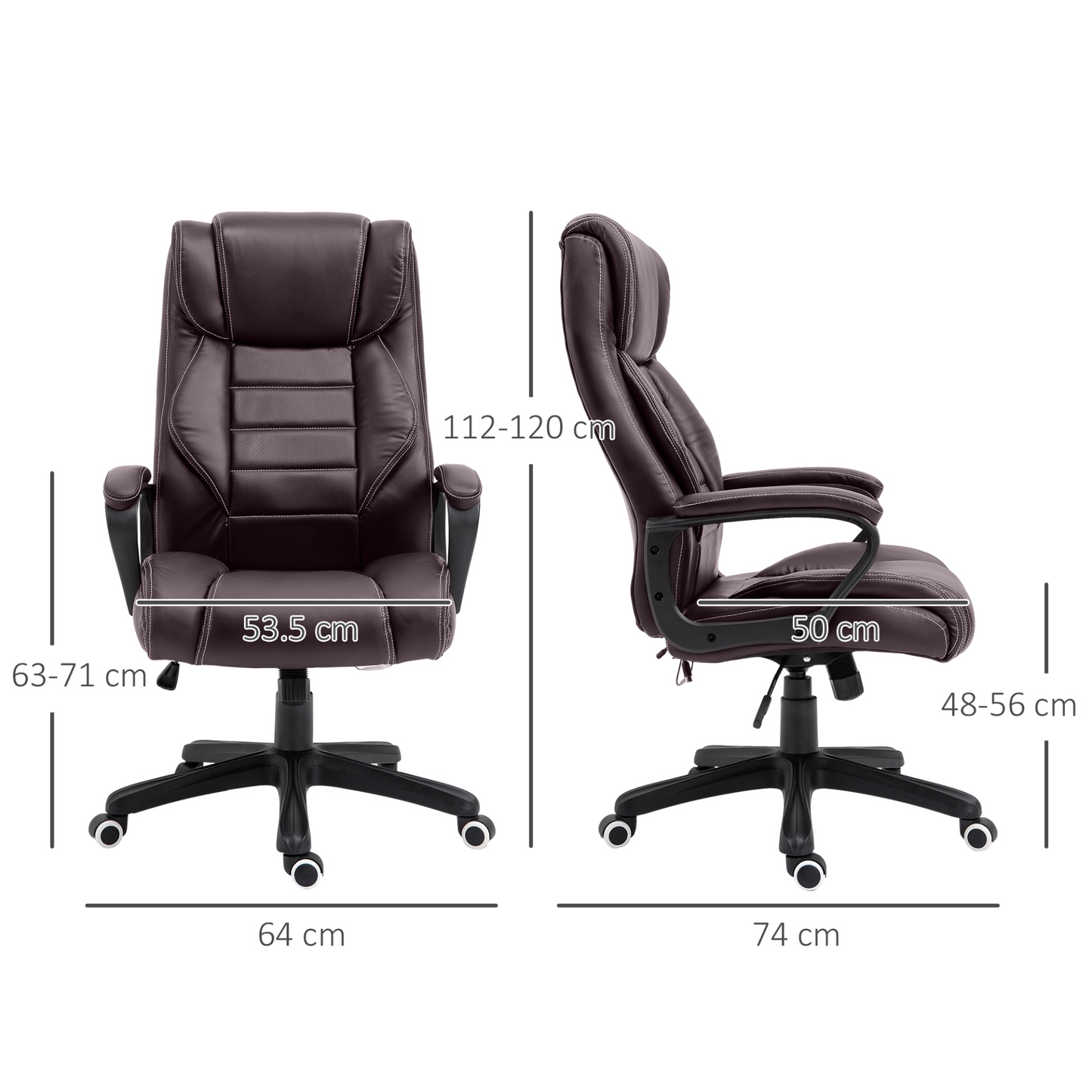 Vinsetto High Back Executive Office Chair - Brown | Ergonomic, Stylish & Comfortable - BEYRUN