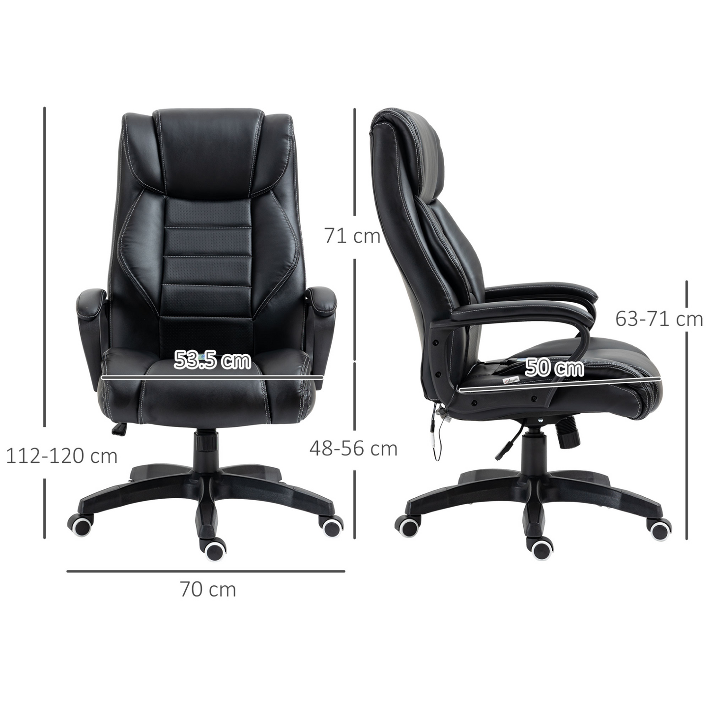 Vinsetto High Back Executive Office Chair - Massage, Swivel & Ergonomic Comfort, Black - BEYRUN