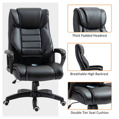 Vinsetto High Back Executive Office Chair - Massage, Swivel & Ergonomic Comfort, Black - BEYRUN