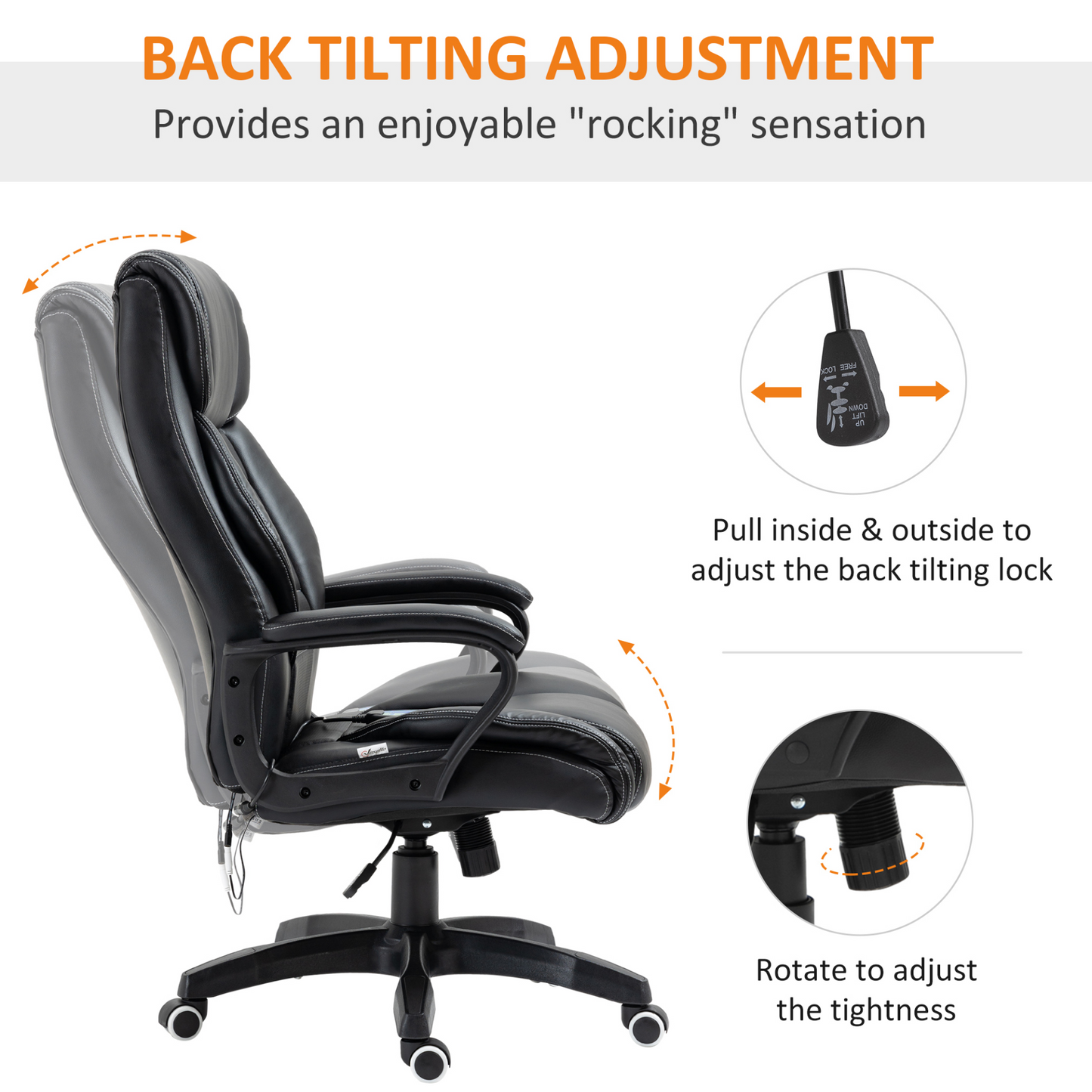 Vinsetto High Back Executive Office Chair - Massage, Swivel & Ergonomic Comfort, Black - BEYRUN