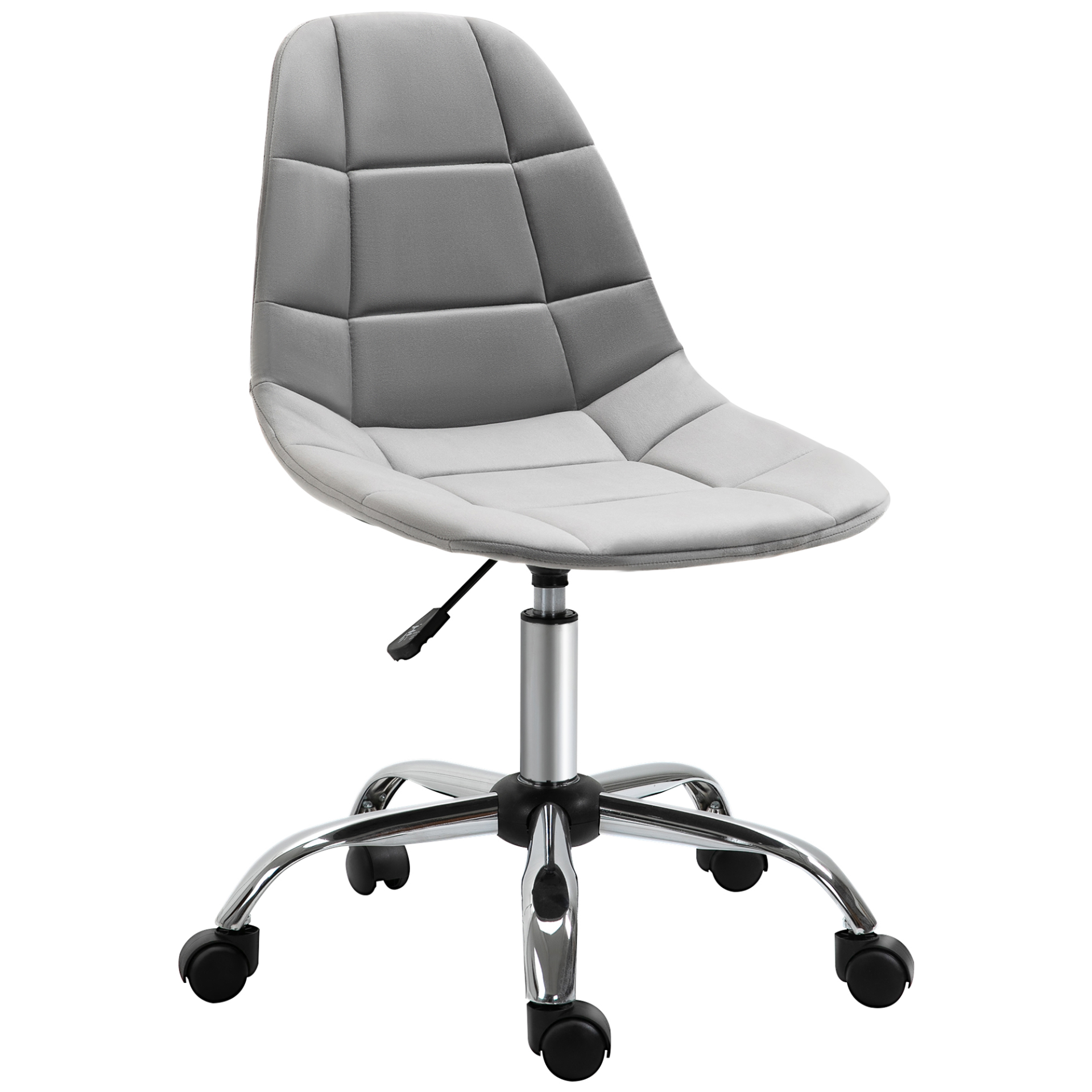 Vinsetto Ergonomic Office Chair - Adjustable Height, Velvet, Armless, Wheels, Grey - Ideal for Home Study & Bedroom - BEYRUN