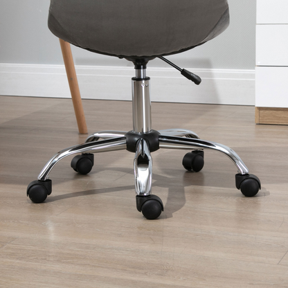 Vinsetto Ergonomic Office Chair - Adjustable Height, Velvet, Armless, Wheels, Grey - Ideal for Home Study & Bedroom - BEYRUN