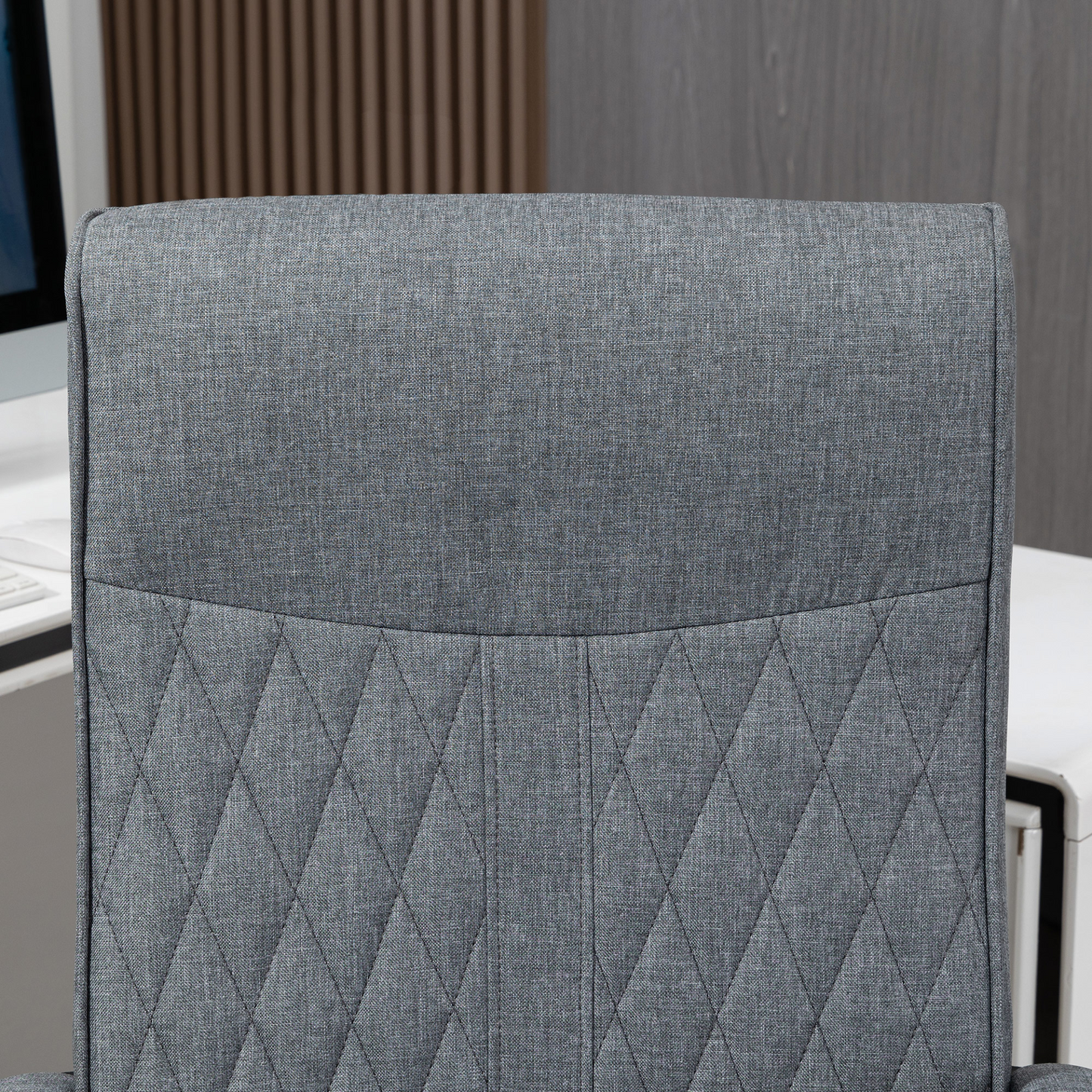 Vinsetto High-Back Home Office Chair - Dark Grey Linen Swivel Computer Chair with Adjustable Height and Tilt Function - BEYRUN