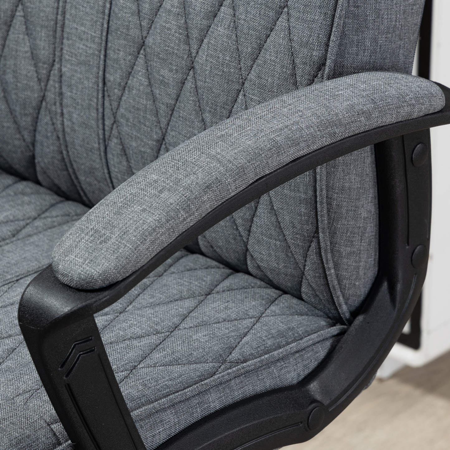 Vinsetto High-Back Home Office Chair - Dark Grey Linen Swivel Computer Chair with Adjustable Height and Tilt Function - BEYRUN