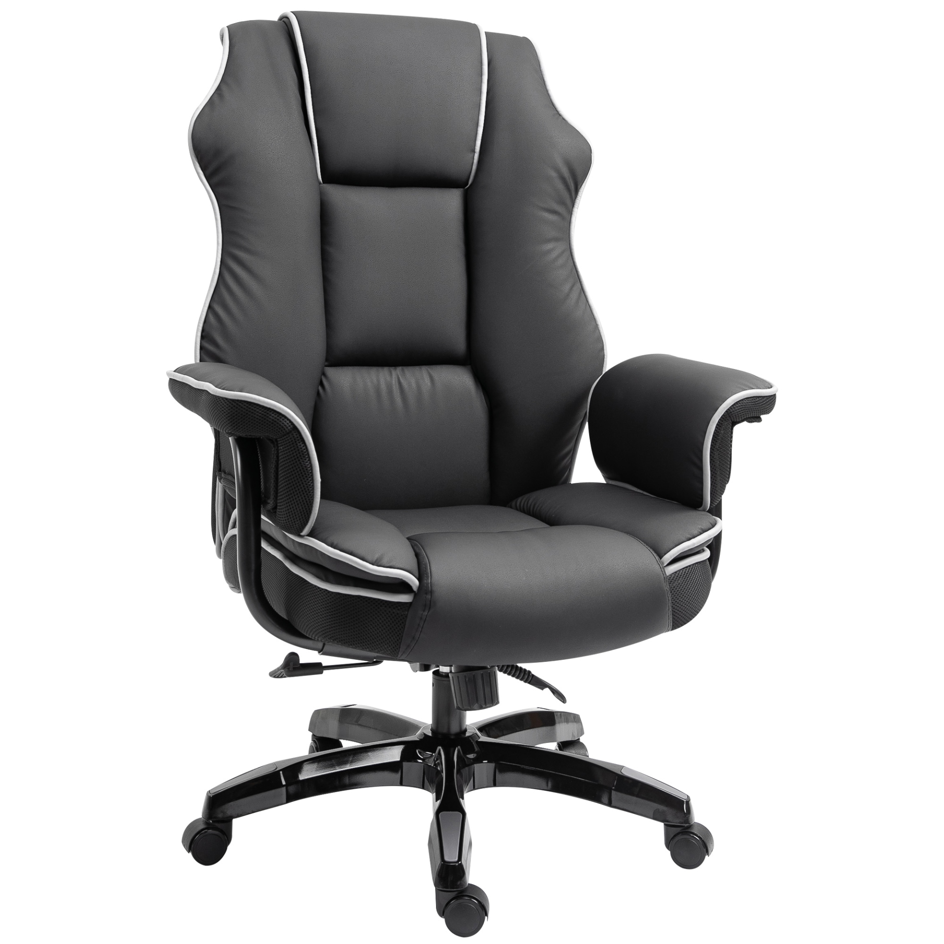 Vinsetto High Back Executive PU Leather Office Chair - Ergonomic, Adjustable, and Comfortable Desk Chair with Armrests, Black - BEYRUN