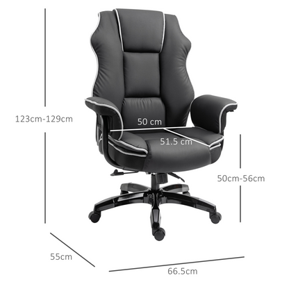 Vinsetto High Back Executive PU Leather Office Chair - Ergonomic, Adjustable, and Comfortable Desk Chair with Armrests, Black - BEYRUN