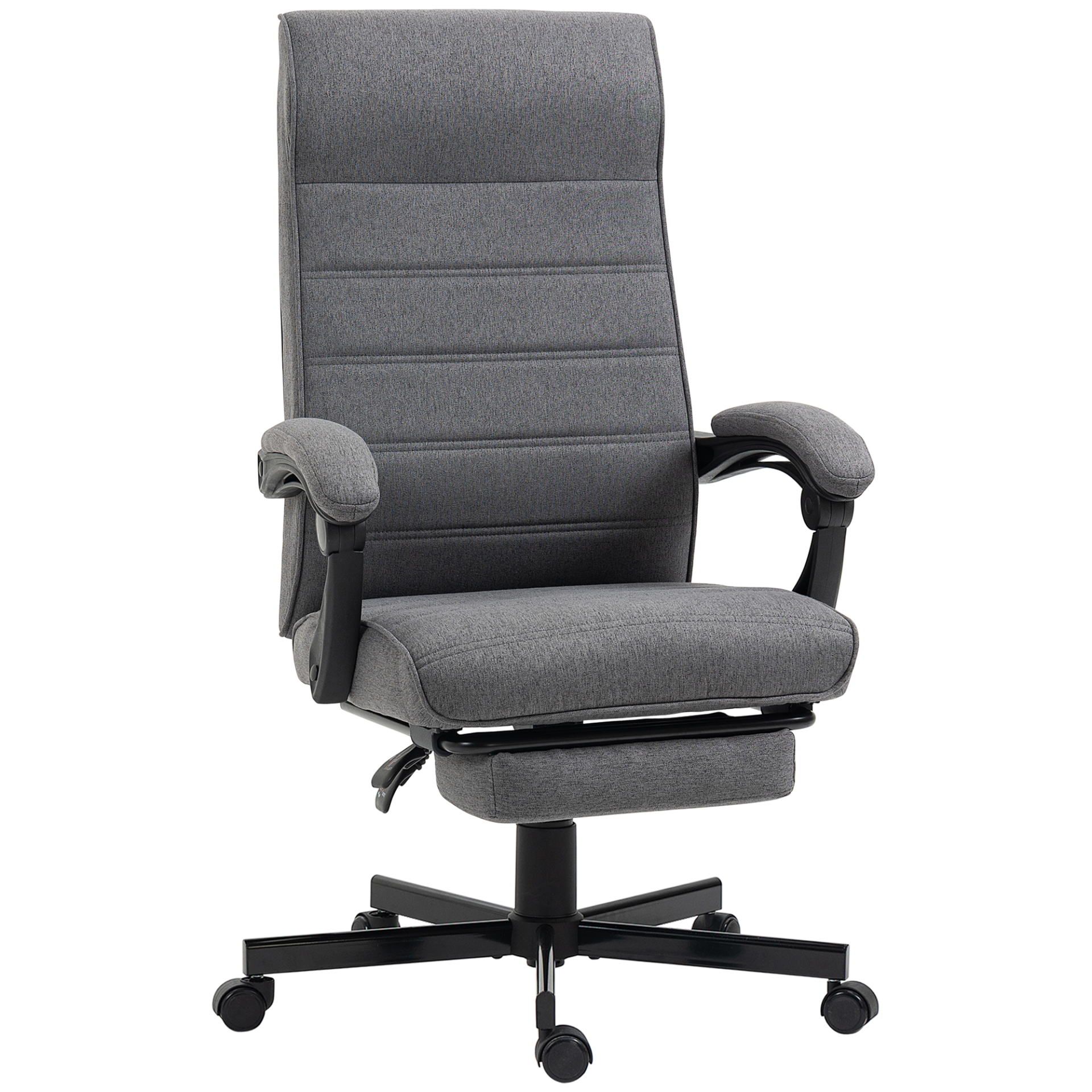 Vinsetto High-Back Home Office Chair, Linen Swivel Reclining Chair - Grey - BEYRUN