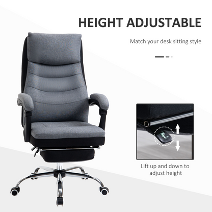 Vinsetto High Back Executive Office Chair - Ergonomic Reclining Computer Chair - Grey - BEYRUN