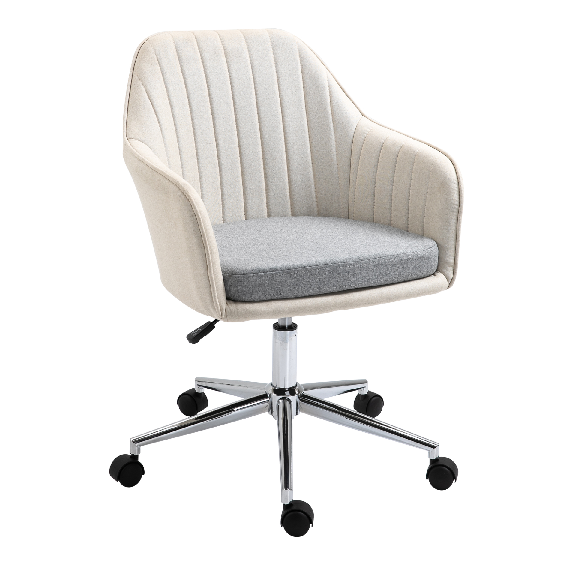 Vinsetto Ergonomic Linen Fabric Office Chair - Adjustable Swivel, Scallop Shape, Beige | Comfortable, Stylish, Durable - BEYRUN