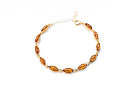 Dainty Amber and Gold Plated Silver Bracelet