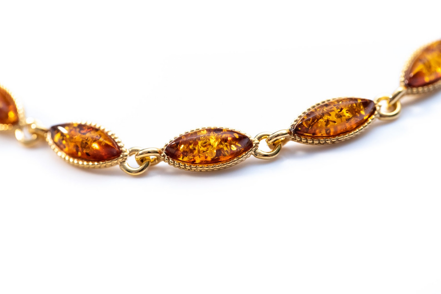 Dainty Amber and Gold Plated Silver Bracelet