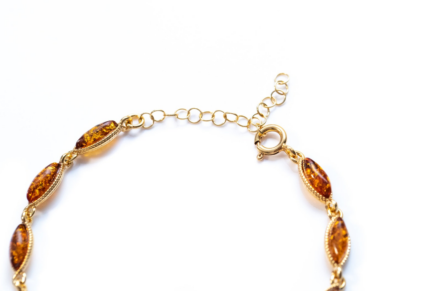 Dainty Amber and Gold Plated Silver Bracelet