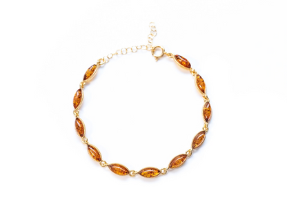 Dainty Amber and Gold Plated Silver Bracelet