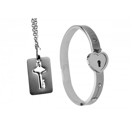 Master Series Cuffed Locking Bracelet & Key Necklace - Elegant Symbol of Bond and Commitment - BEYRUN