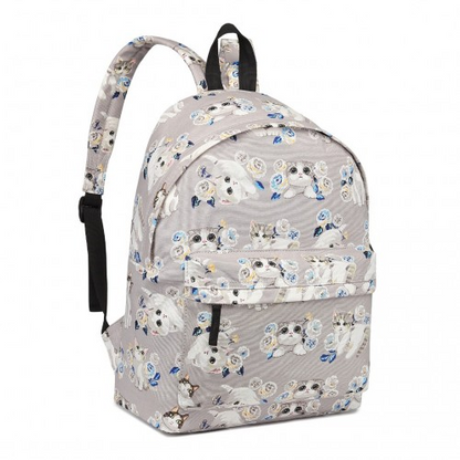 Miss Lulu Large Cat Polka Dot Backpack - Stylish Grey Backpack for Everyday Essentials - BEYRUN